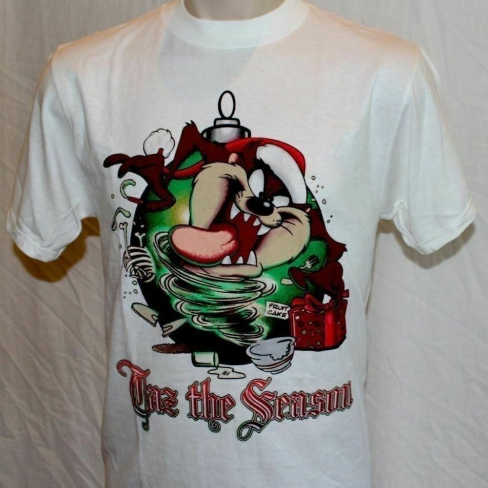 NEW Looney Tunes Xmas Christmas T-Shirt Taz Mens L